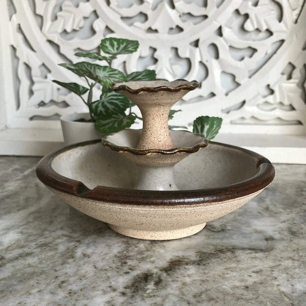 Vintage Stoneware Pottery Ash Tray/Incense Holder/Trinket Dish